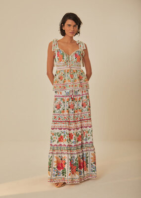 Farm Rio Off-White Bloom Garden Maxi Skirt