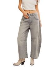 Free People We The Free Good Luck Mid-Rise Barrel Jeans - Falcon Grey