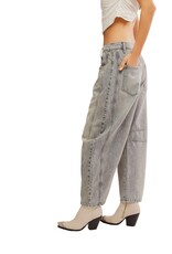 Free People We The Free Good Luck Mid-Rise Barrel Jeans - Falcon Grey