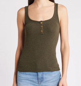 Frame Rib Scoop Button Tank - Rich Military Heather