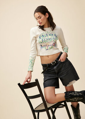 Daydreamer Elton John Floral Pointelle Long Sleeve - Dirty White