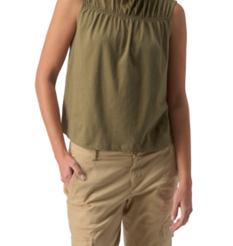 Sanctuary Sleeveless Shirred Top - Burnt Olive