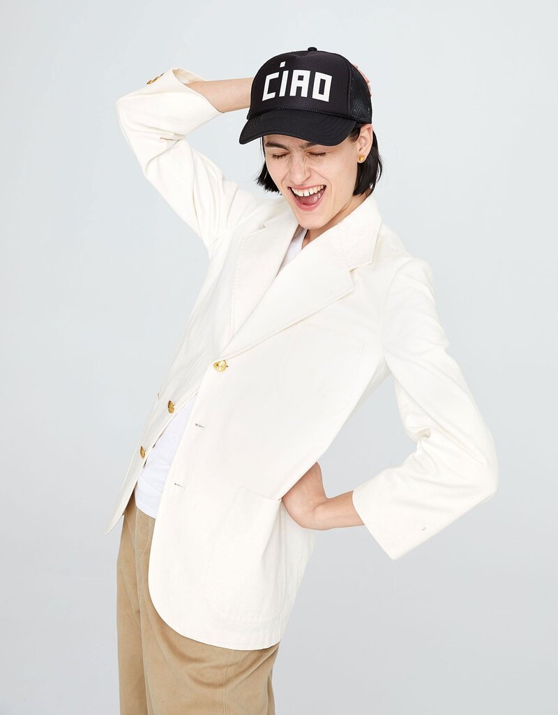 Clare V. Ciao Trucker Hat - Black/Cream