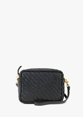 Clare V. Midi Sac - Black Woven Zig Zag