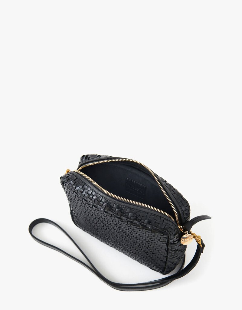 Clare V. Midi Sac - Black Woven Zig Zag