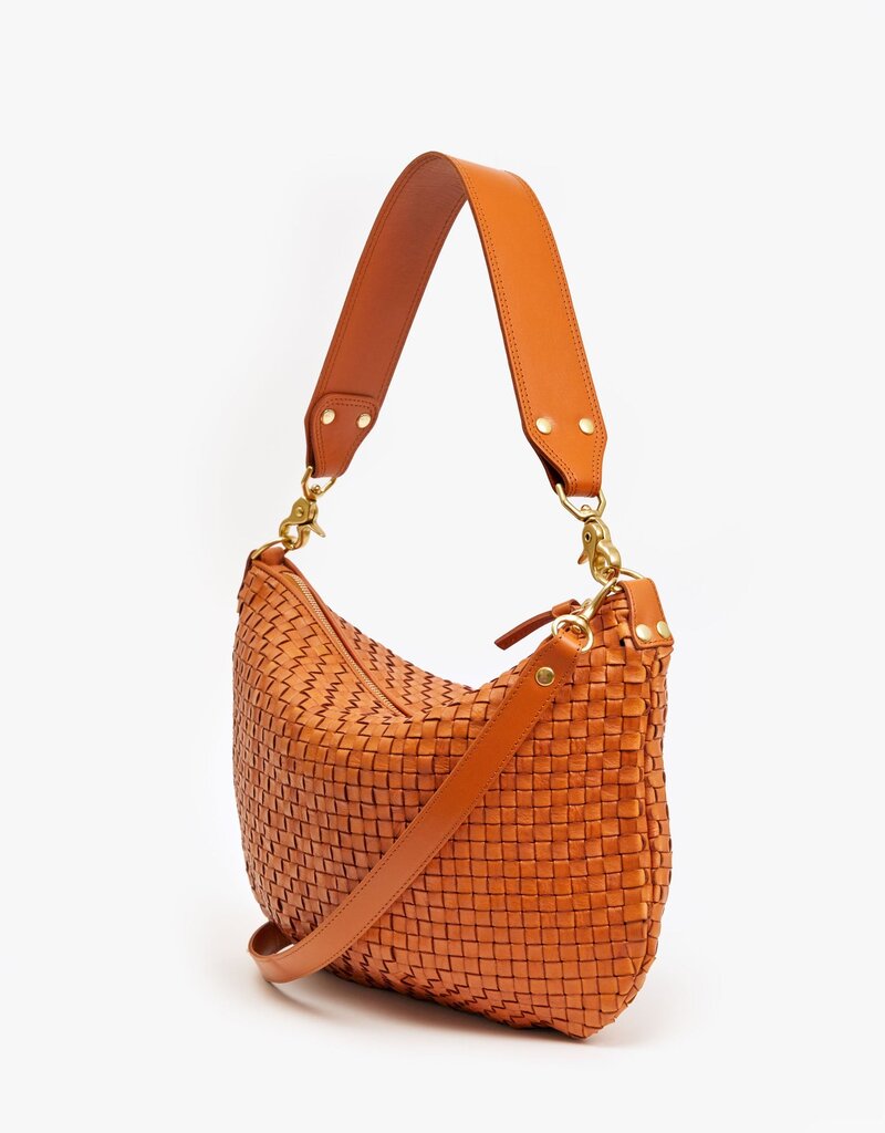 Clare V. Moyen Messenger - Natural Woven Checker