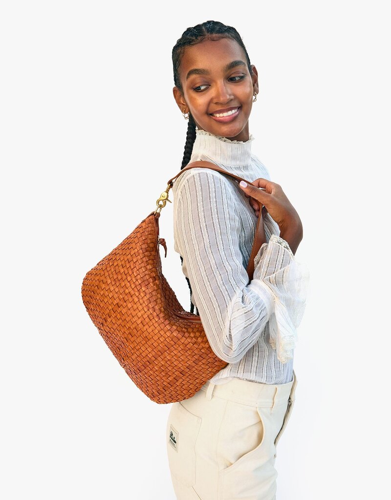 Clare V. Moyen Messenger - Natural Woven Checker