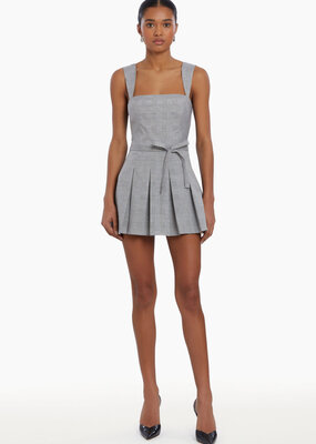 Amanda Uprichard Mercy Belted Skort Romper - Business Plaid