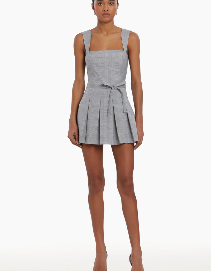Amanda Uprichard Mercy Belted Skort Romper - Business Plaid