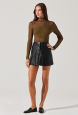 ASTR Mikita Faux Leather Pleated Skirt - Black