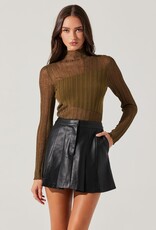 ASTR Mikita Faux Leather Pleated Skirt - Black