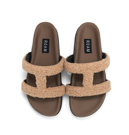 ROAM Fuzzy Cuffs Sandal - Beige Faux Shearling