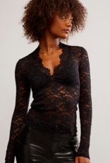 Free People All Day Lace Long Sleeve - Black