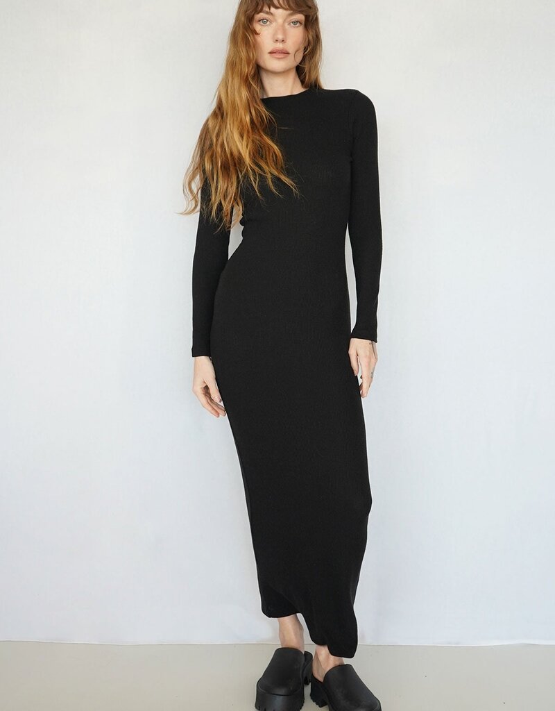 LNA Karlotta Waffle Dress - Black