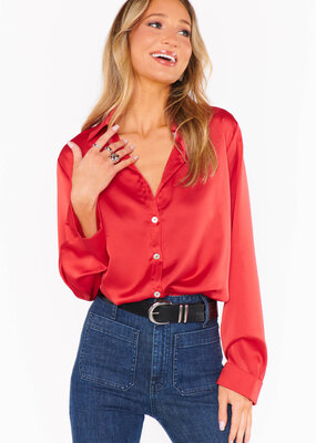 Show Me Your Mumu Smith Button Down - Red Luxe Satin