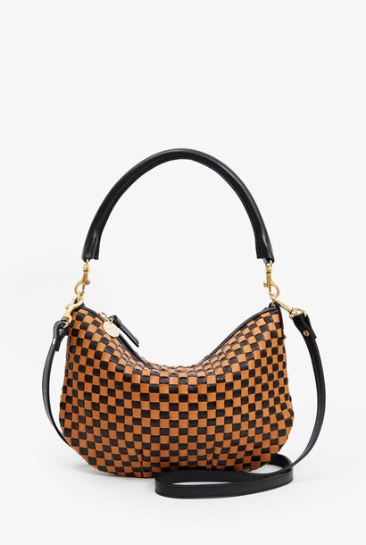 Petit Moyen Messenger - Black & Natural Woven Checker