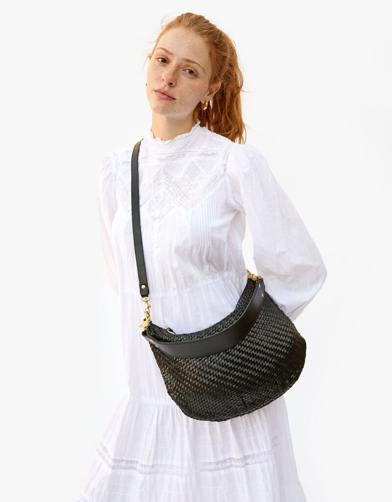 Clare V. Moyen Messenger - Black Woven Zig Zag