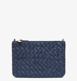 Clare V. Flat Clutch with Tabs - Bright Navy Puffy Woven