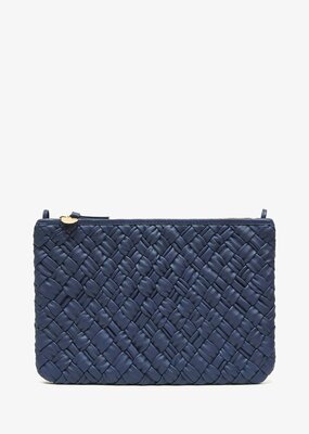 Clare V. Flat Clutch with Tabs - Bright Navy Puffy Woven