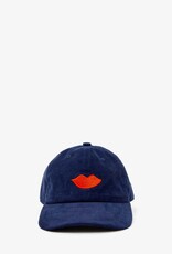 Clare V. Lips Corduroy Baseball Hat - Navy w/ Bright Poppy