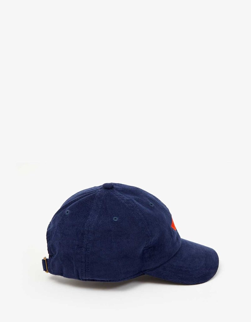 Clare V. Lips Corduroy Baseball Hat - Navy w/ Bright Poppy