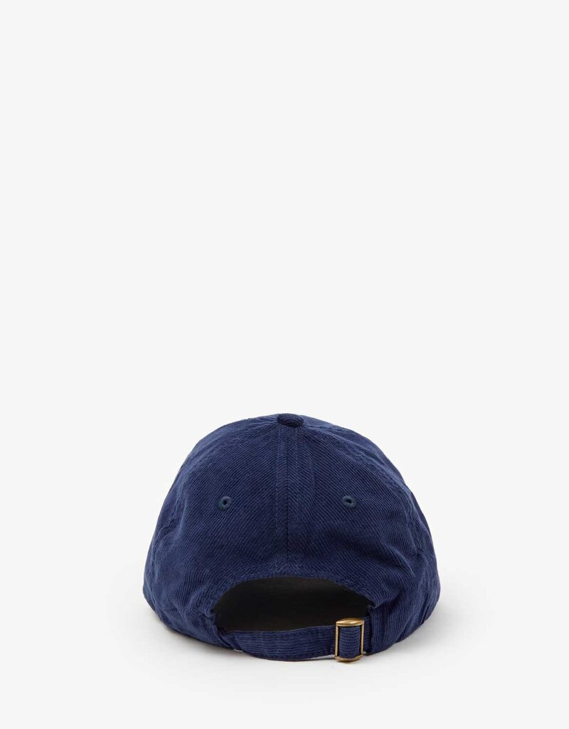 Clare V. Lips Corduroy Baseball Hat - Navy w/ Bright Poppy