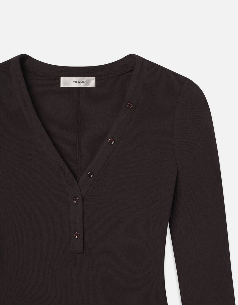 Frame Slinky Long Sleeve Ribbed Henley