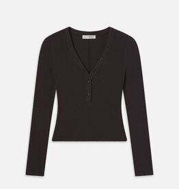 Frame Slinky Long Sleeve Ribbed Henley