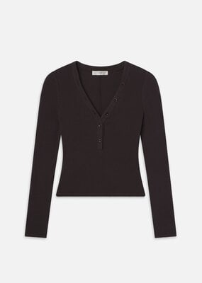 Frame Slinky Long Sleeve Ribbed Henley