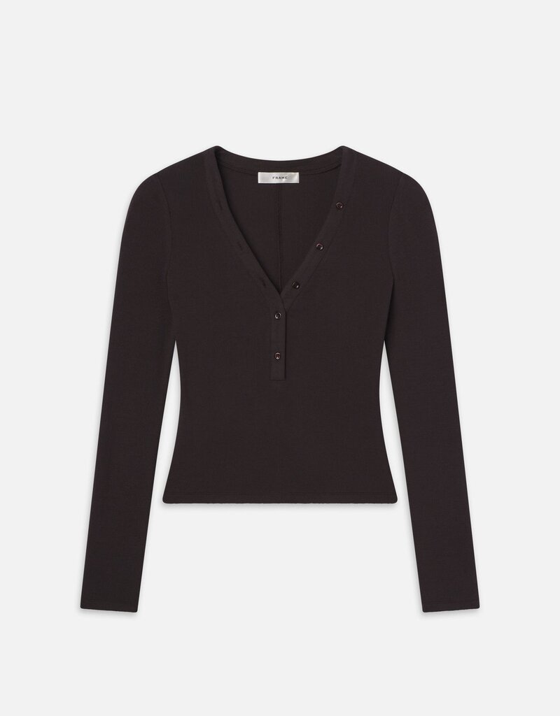 Frame Slinky Long Sleeve Ribbed Henley