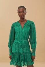 Farm Rio Green Tropical Flight Guipure Mini Dress