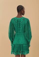 Farm Rio Green Tropical Flight Guipure Mini Dress