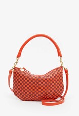 Clare V. Petit Moyen Messenger - Bright Poppy & Bordeaux Woven Checker