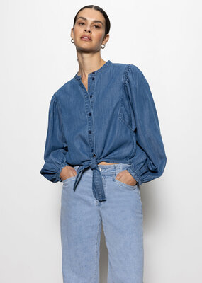 Sanctuary Tie Front Volume Blouse