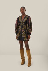 Farm Rio Black Ravenala Puff Sleeve Mini Dress