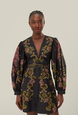 Farm Rio Black Ravenala Puff Sleeve Mini Dress