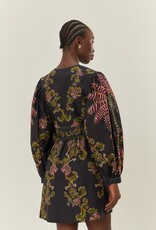 Farm Rio Black Ravenala Puff Sleeve Mini Dress