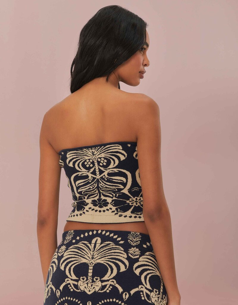Farm Rio Black Ainika Tropical Splendor Knit Top