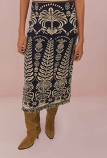 Farm Rio Black Ainika Tropical Splendor Knit Midi Skirt