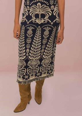 Farm Rio Black Ainika Tropical Splendor Knit Midi Skirt