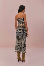 Farm Rio Black Ainika Tropical Splendor Knit Midi Skirt