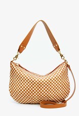 Clare V. Moyen Messenger - Natural & Cream Woven Checker