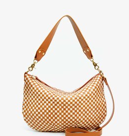 Clare V. Moyen Messenger - Natural & Cream Woven Checker