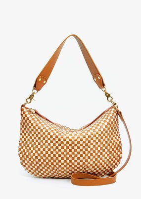 Clare V. Moyen Messenger - Natural & Cream Woven Checker