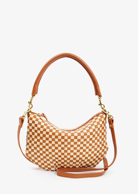 Clare V. Petit Moyen Messenger - Natural & Cream Woven Checker