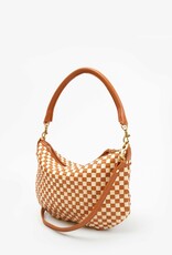 Clare V. Petit Moyen Messenger - Natural & Cream Woven Checker