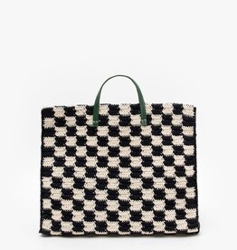 Clare V. Summer Simple Tote - Black & Cream Crochet