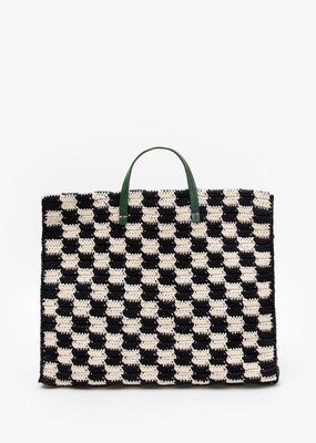 Clare V. Summer Simple Tote - Black & Cream Crochet