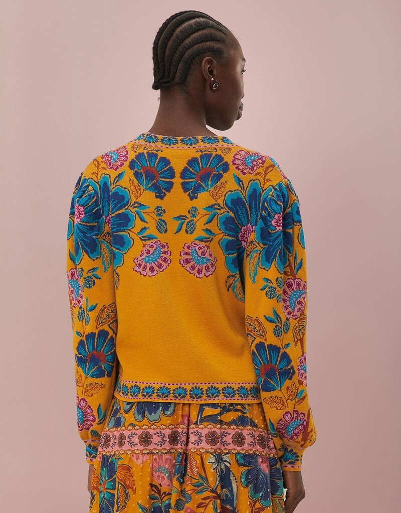 Farm Rio Yellow Mica Knit Cardigan
