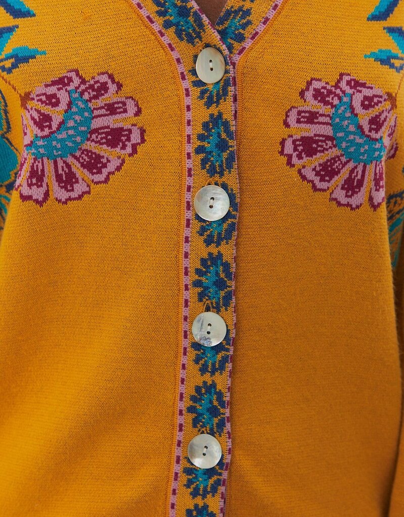 Farm Rio Yellow Mica Knit Cardigan